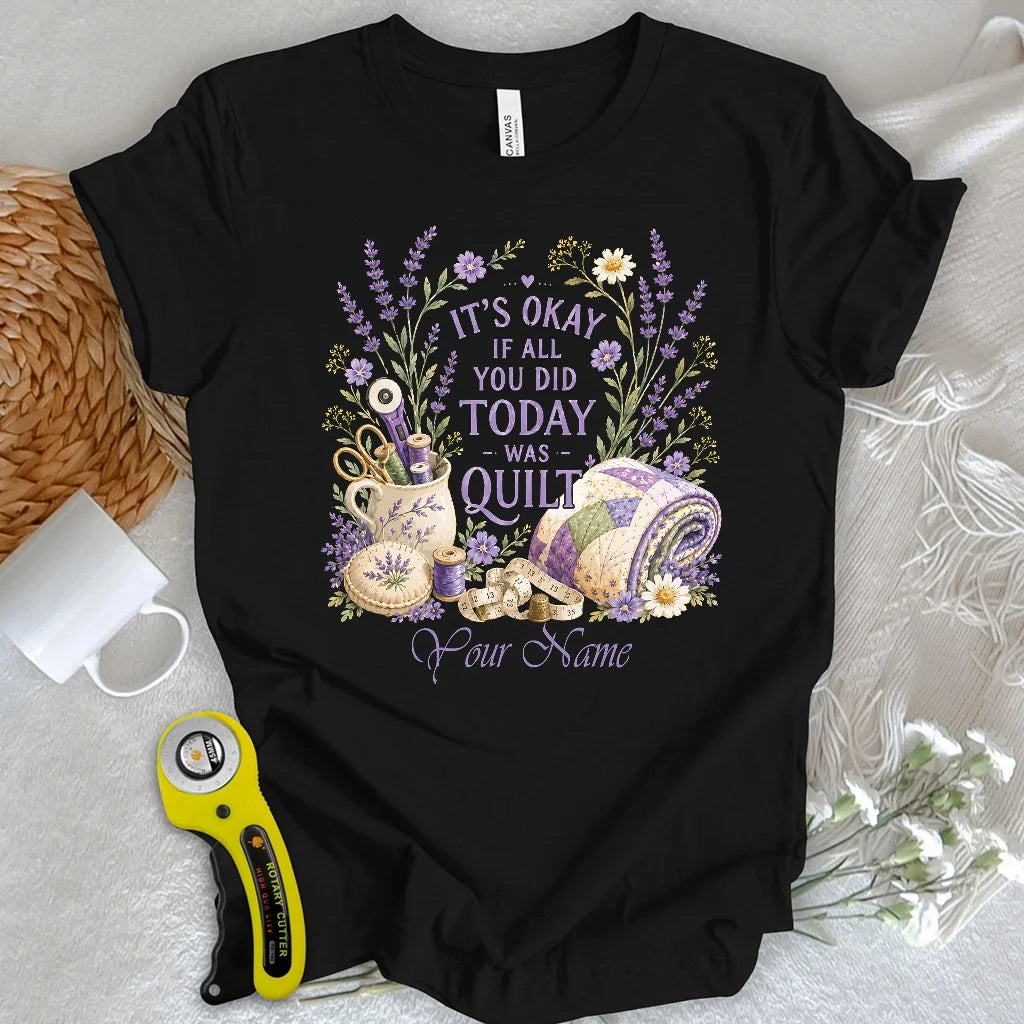 "Custom Name" Quilt Days Are Productive Days T-shirt