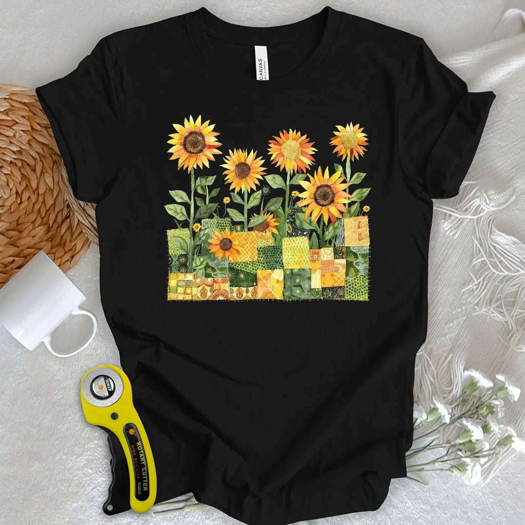 Quilted Sunflower Field T-shirt