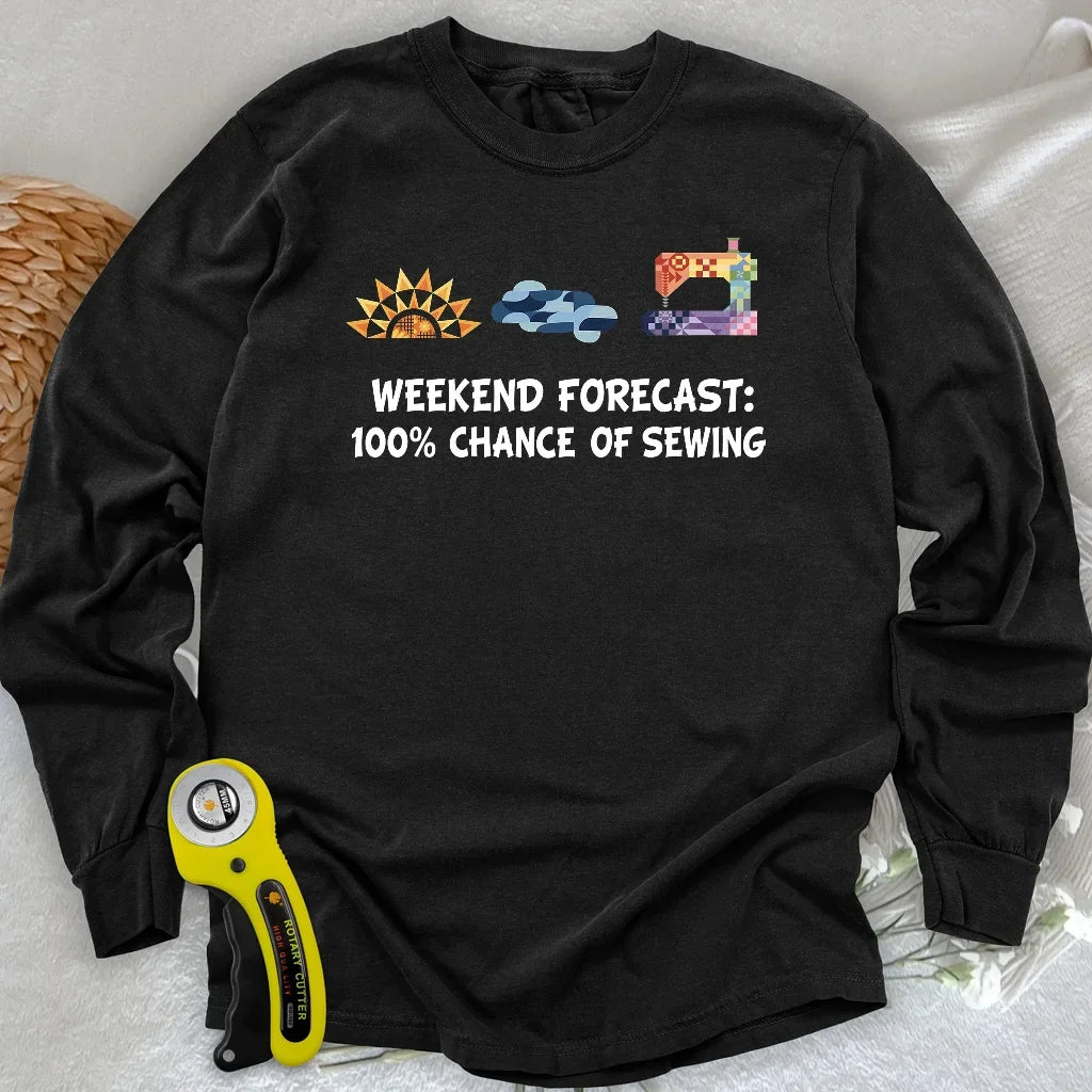 Quilter Weekend Forecast Long Sleeve T-shirt
