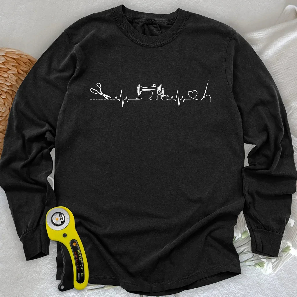 Sewing Heartbeat Long Sleeve T-shirt