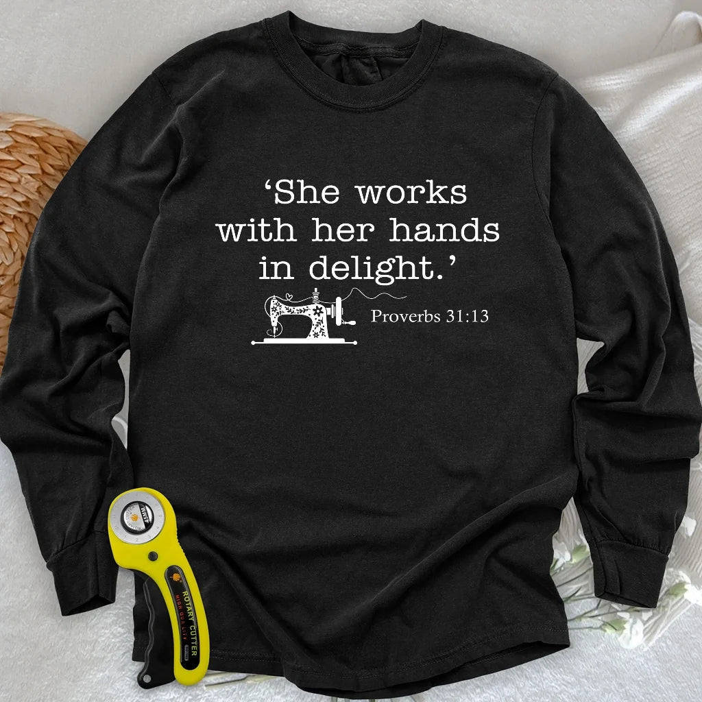 Sewing In Bible Long Sleeve T-shirt