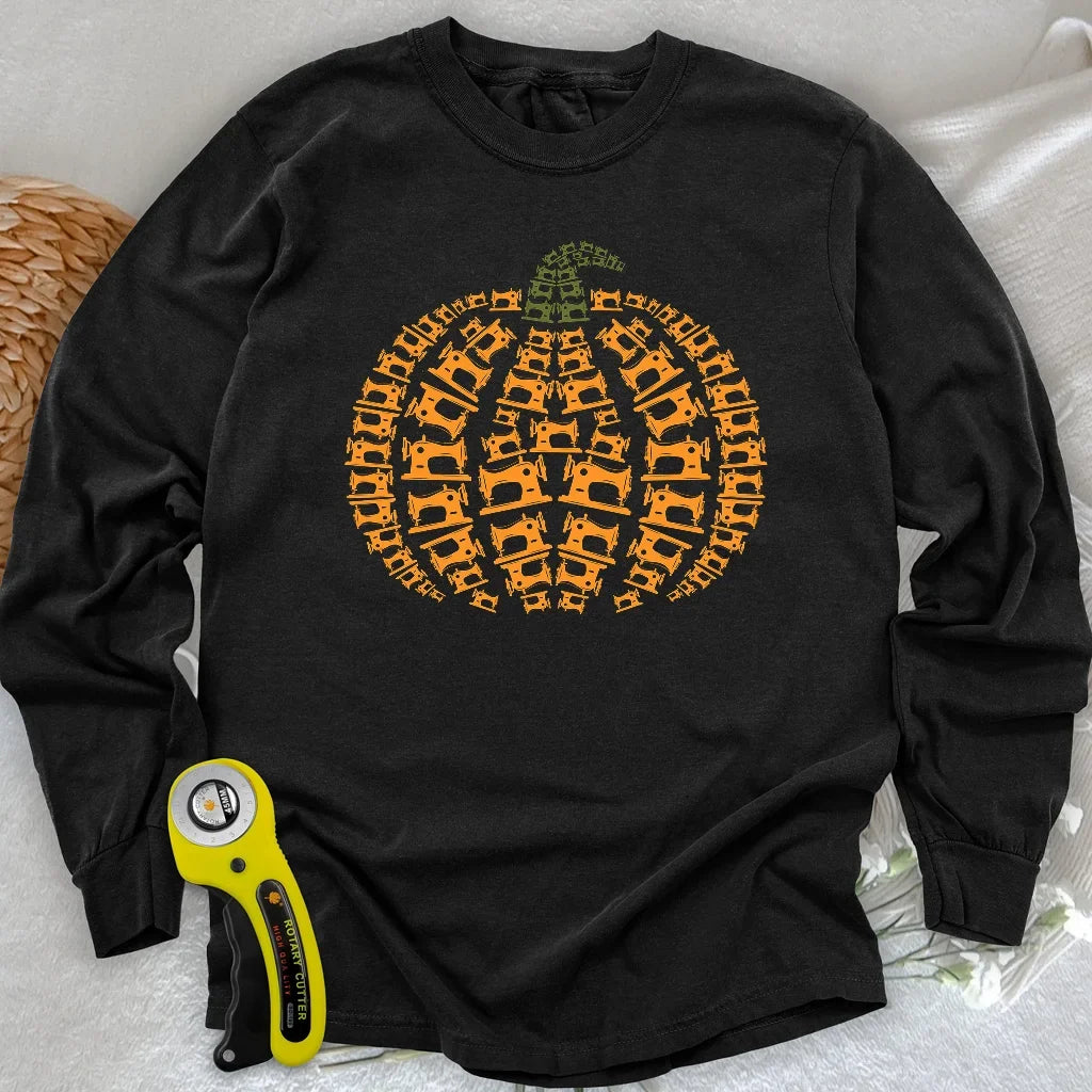 Sewing Machine Pumpkin Long Sleeve T-shirt