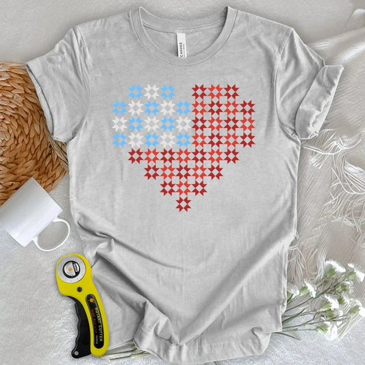 Patriotic Star Block Heart T-shirt