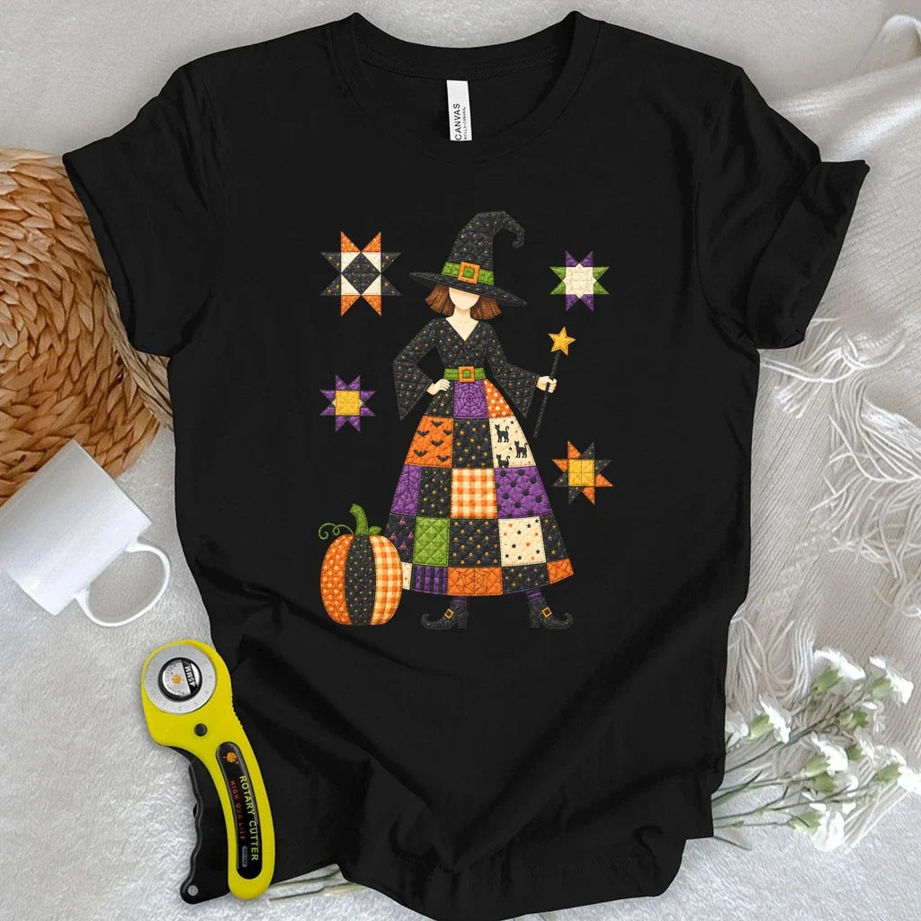 Patchwork Quilt Witch T-shirt