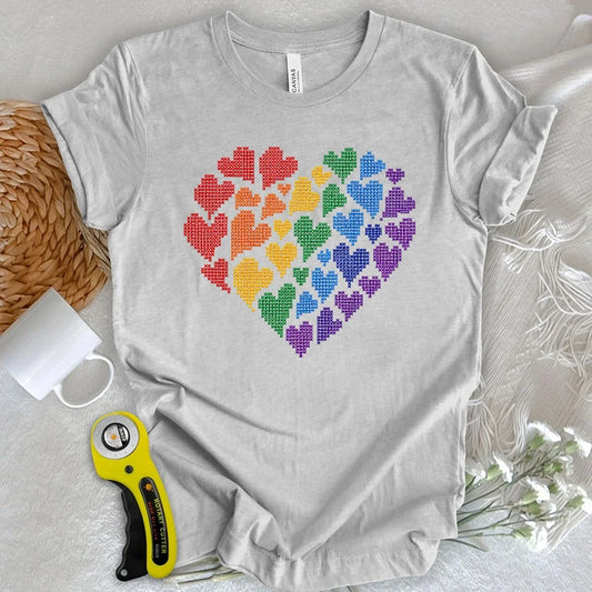 Rainbow Hearts Cross Stitch T-shirt