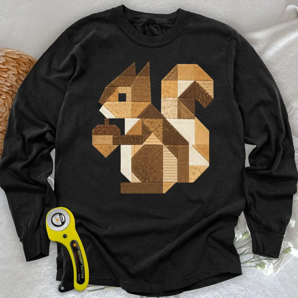 Patchwork Squirrel Long Sleeve T-shirt