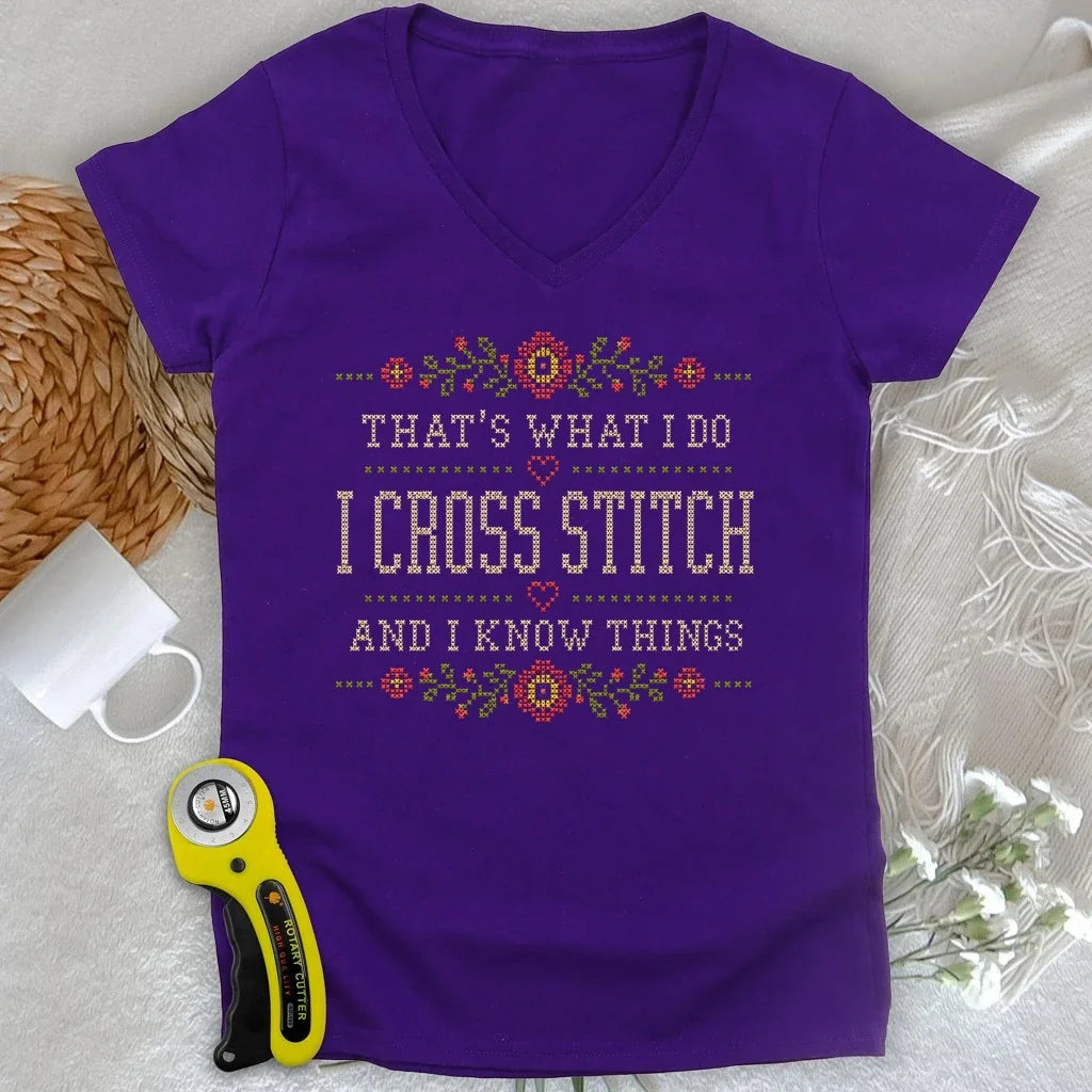 Cross Stitch & Know Things Lady V-neck