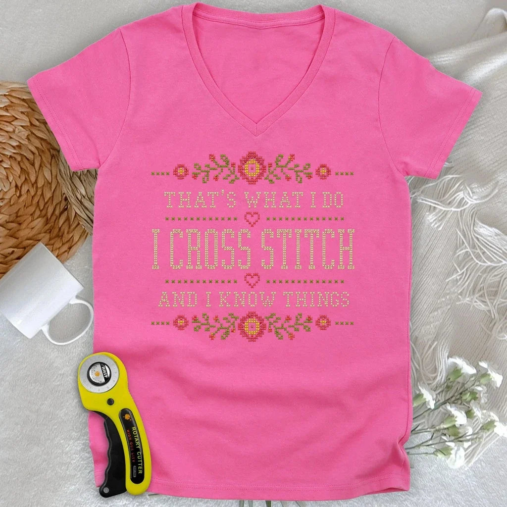 Cross Stitch & Know Things Lady V-neck