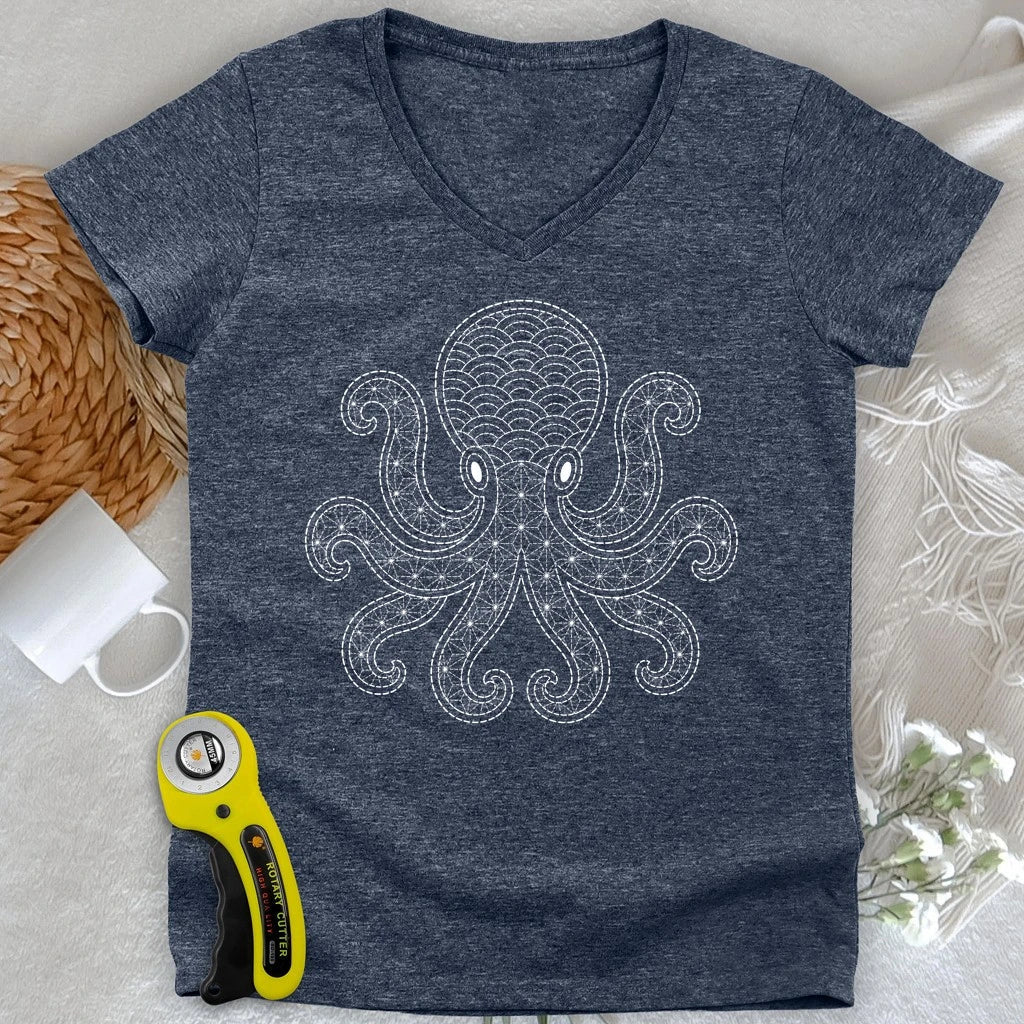 Sashiko Octopus Lady V-neck