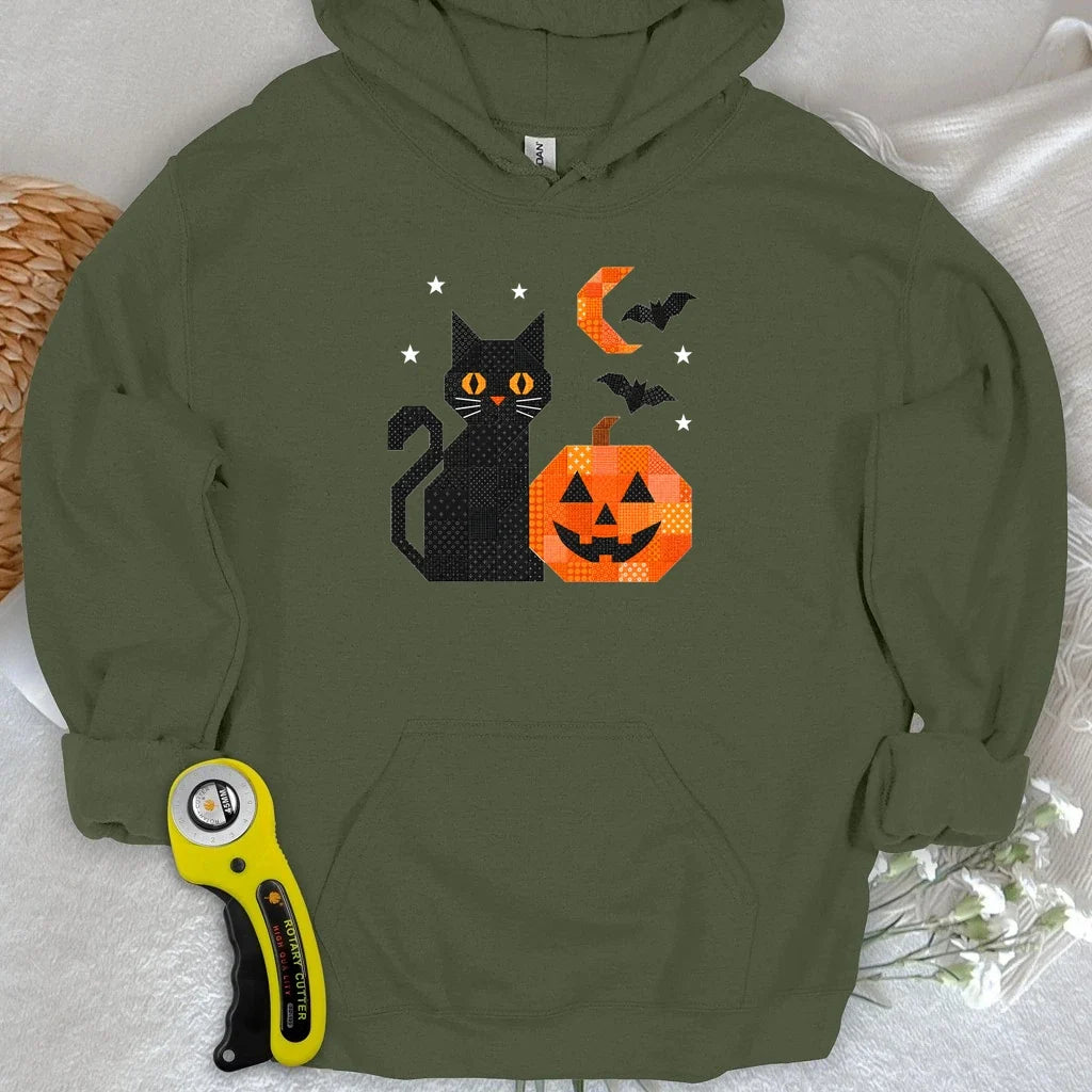 Patchwork Cat & Pumpkin Hoodie