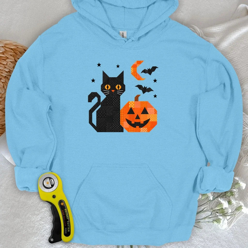 Patchwork Cat & Pumpkin Hoodie