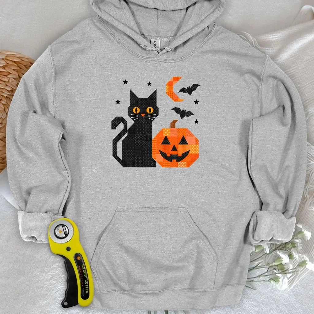 Patchwork Cat & Pumpkin Hoodie