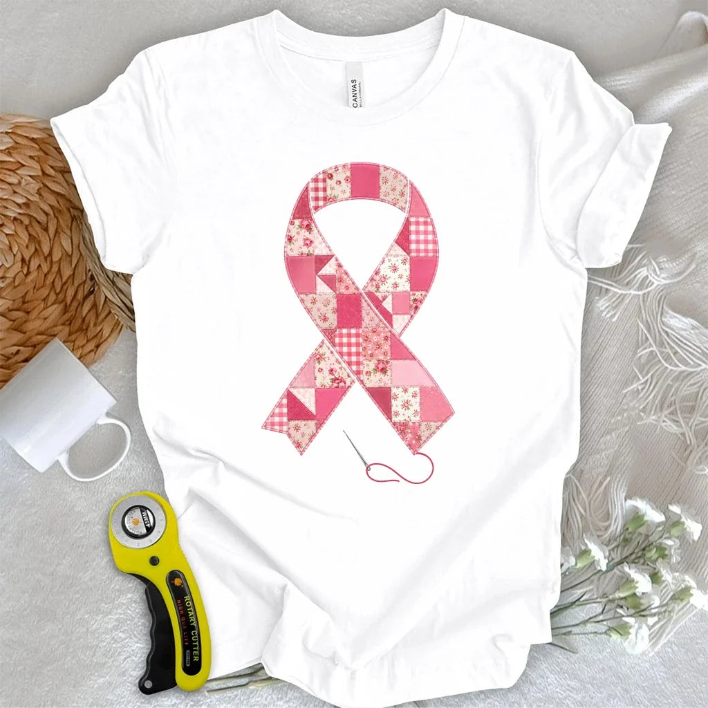 Patchwork Pink Ribbon T-shirt