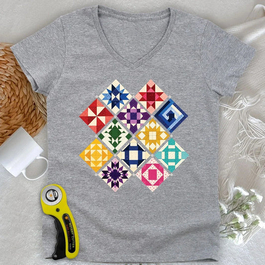 Jewerly Patchwork Lady V-neck