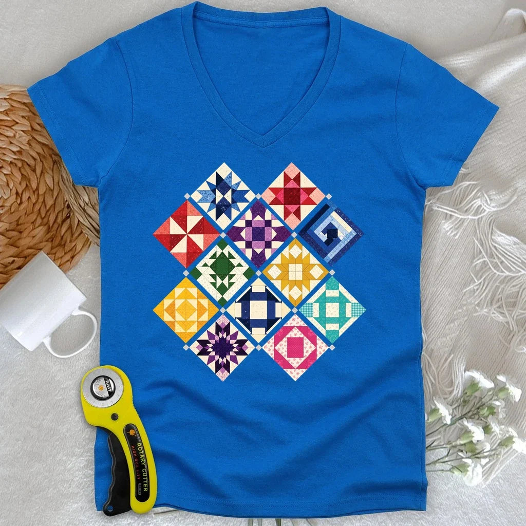 Jewerly Patchwork Lady V-neck