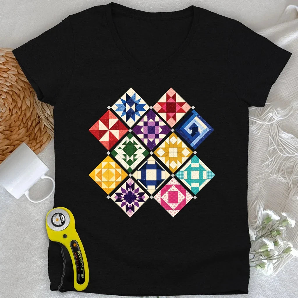 Jewerly Patchwork Lady V-neck