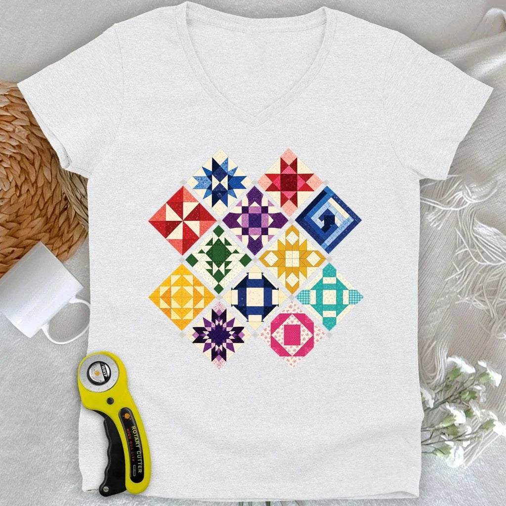 Jewerly Patchwork Lady V-neck