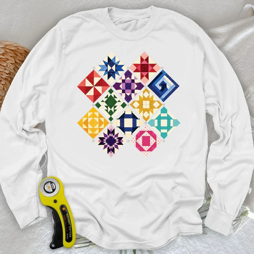 Jewerly Patchwork Long Sleeve T-shirt