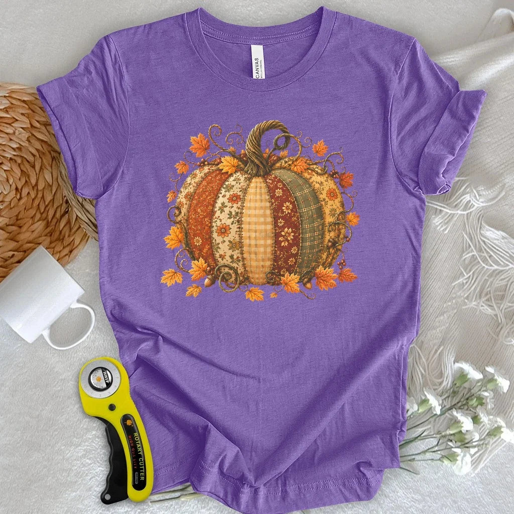 Autumn Patchwork Pumpkin T-shirt