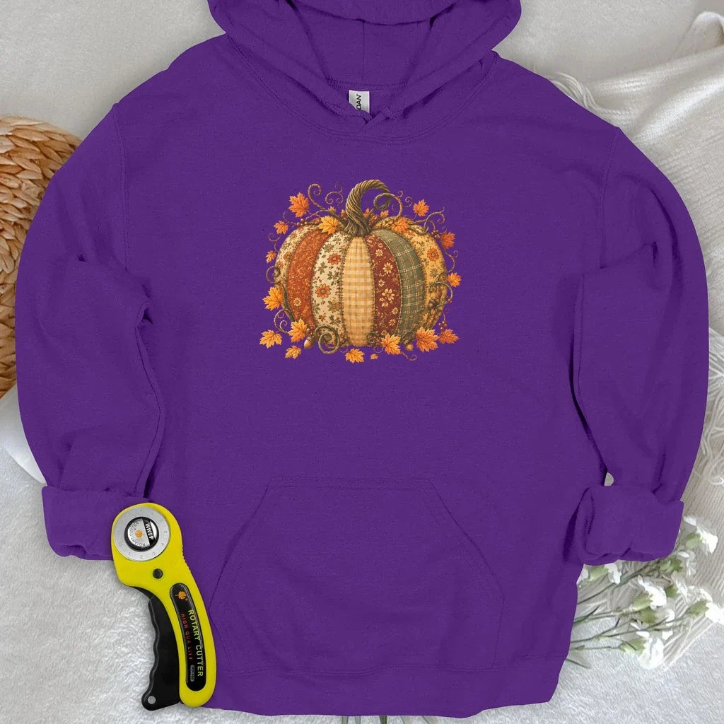Autumn Patchwork Pumpkin Hoodie