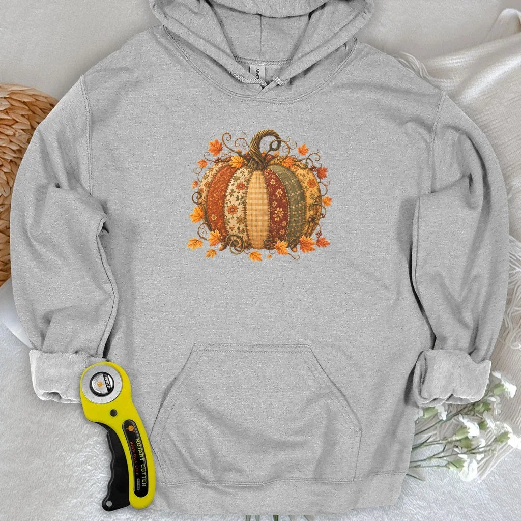 Autumn Patchwork Pumpkin Hoodie