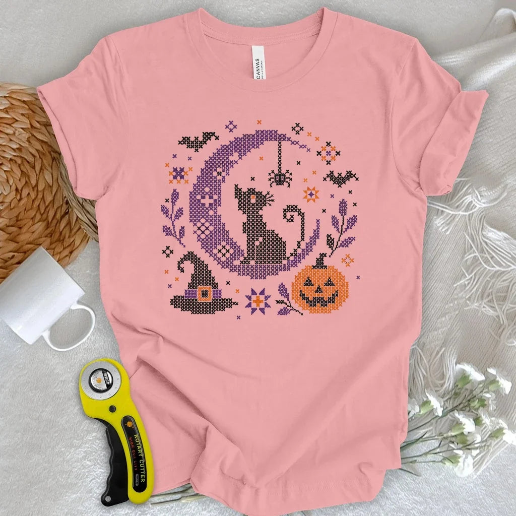 Moonlit Halloween Cross Stitch T-shirt