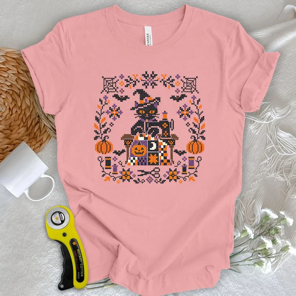 Witchy Halloween Cross Stitch T-shirt