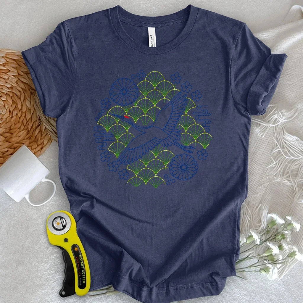 Sashiko Crane of Japan T-shirt