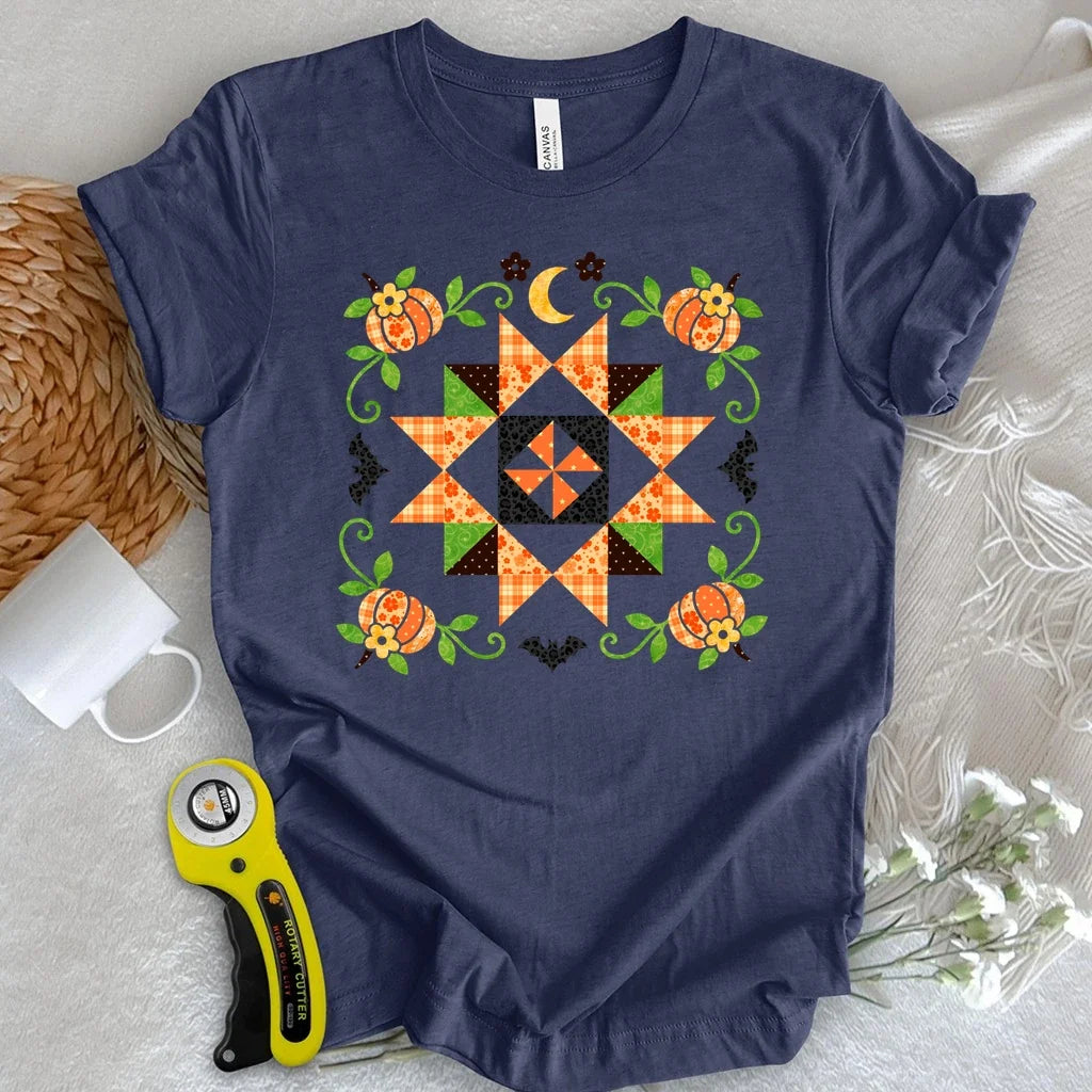 Autumn Patchwork Star Quilt T-shirt