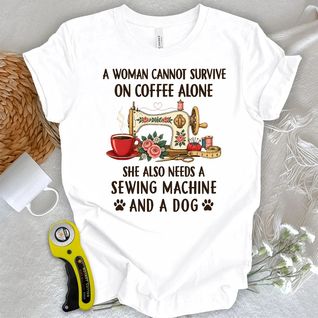 Coffee, Sewing & Dog Love T-shirt