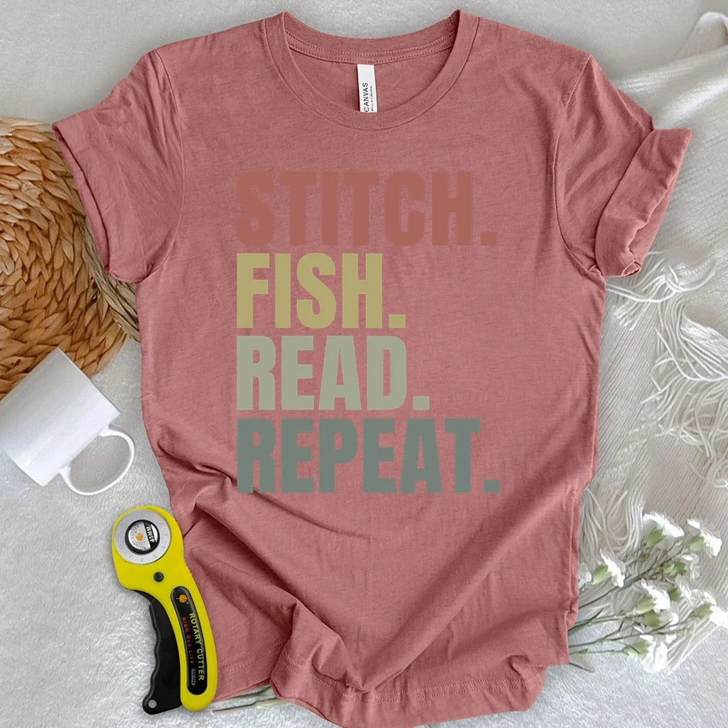 Stitch Fish Read Repeat T-shirt