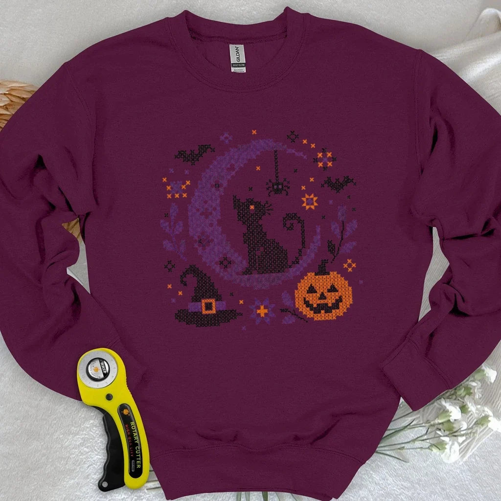 Moonlit Halloween Cross Stitch Sweatshirt