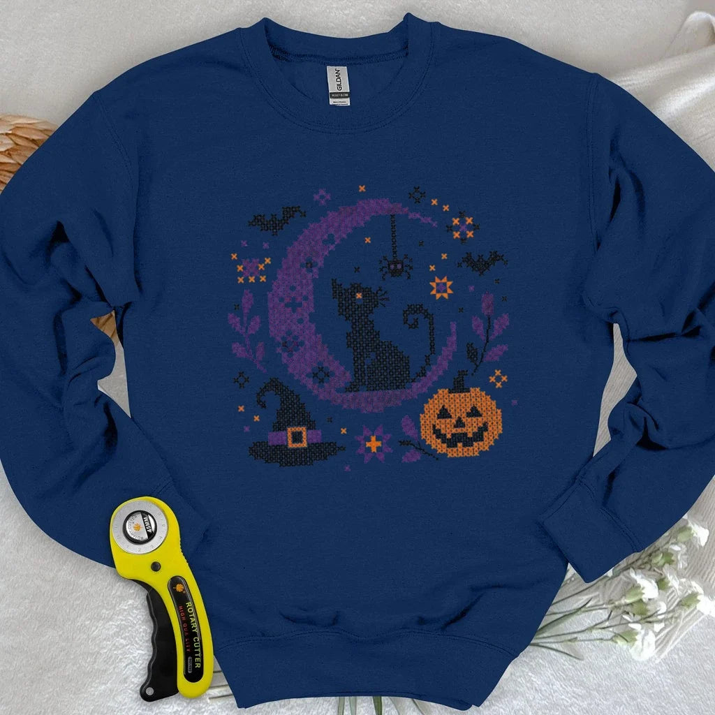 Moonlit Halloween Cross Stitch Sweatshirt