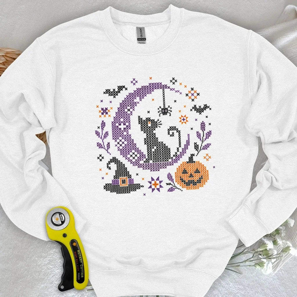 Moonlit Halloween Cross Stitch Sweatshirt