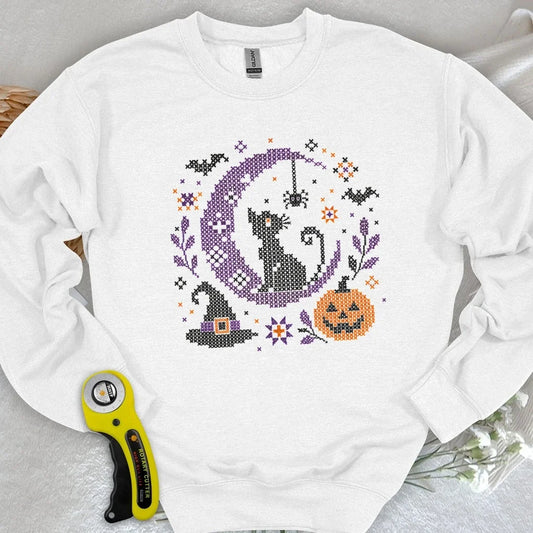 Moonlit Halloween Cross Stitch Sweatshirt