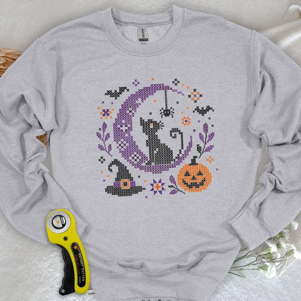 Moonlit Halloween Cross Stitch Sweatshirt