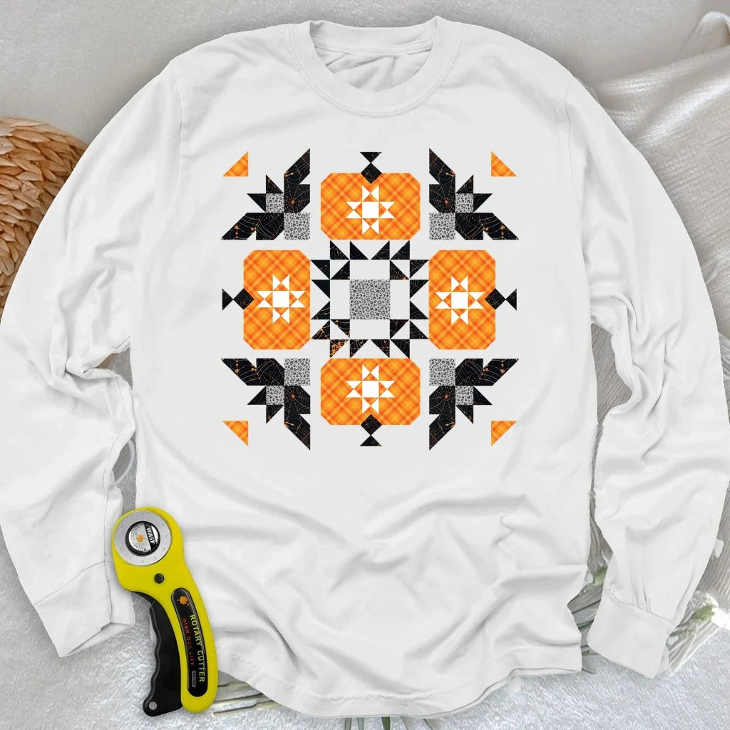 Halloween Patchwork Quilt Long Sleeve T-shirt
