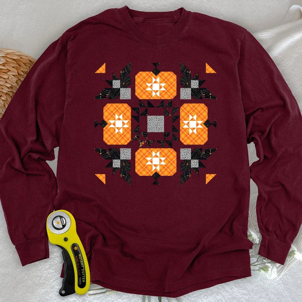 Halloween Patchwork Quilt Long Sleeve T-shirt