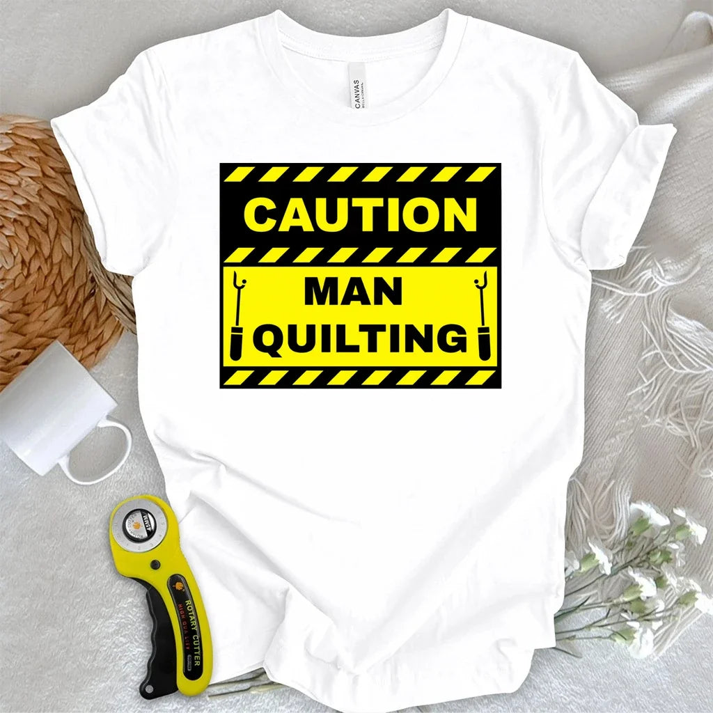 Caution Man Quilting T-shirt