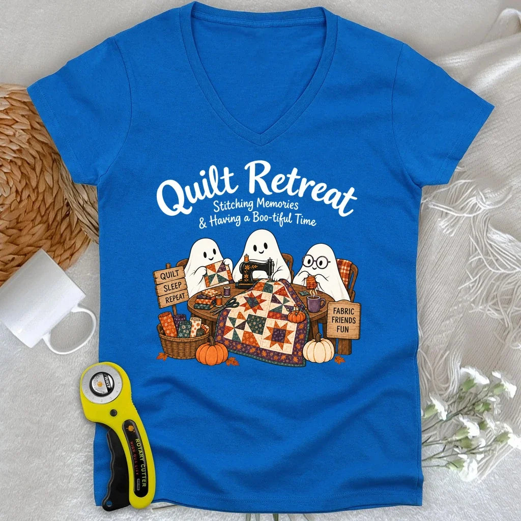 Boo-tiful Quilt Retreat Lady V-neck
