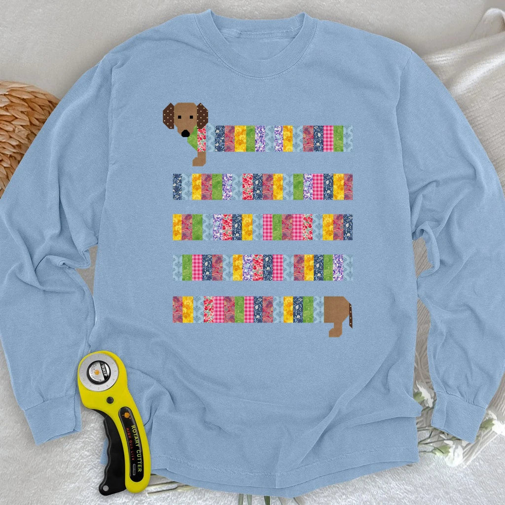 Patchwork Dachshund Long Sleeve T-shirt