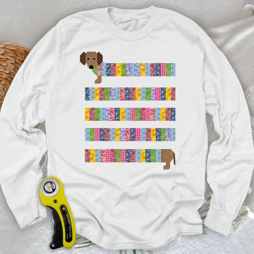 Patchwork Dachshund Long Sleeve T-shirt