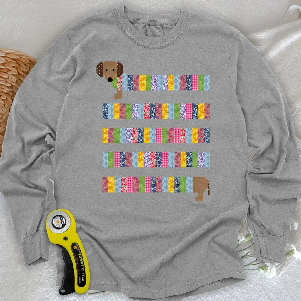 Patchwork Dachshund Long Sleeve T-shirt