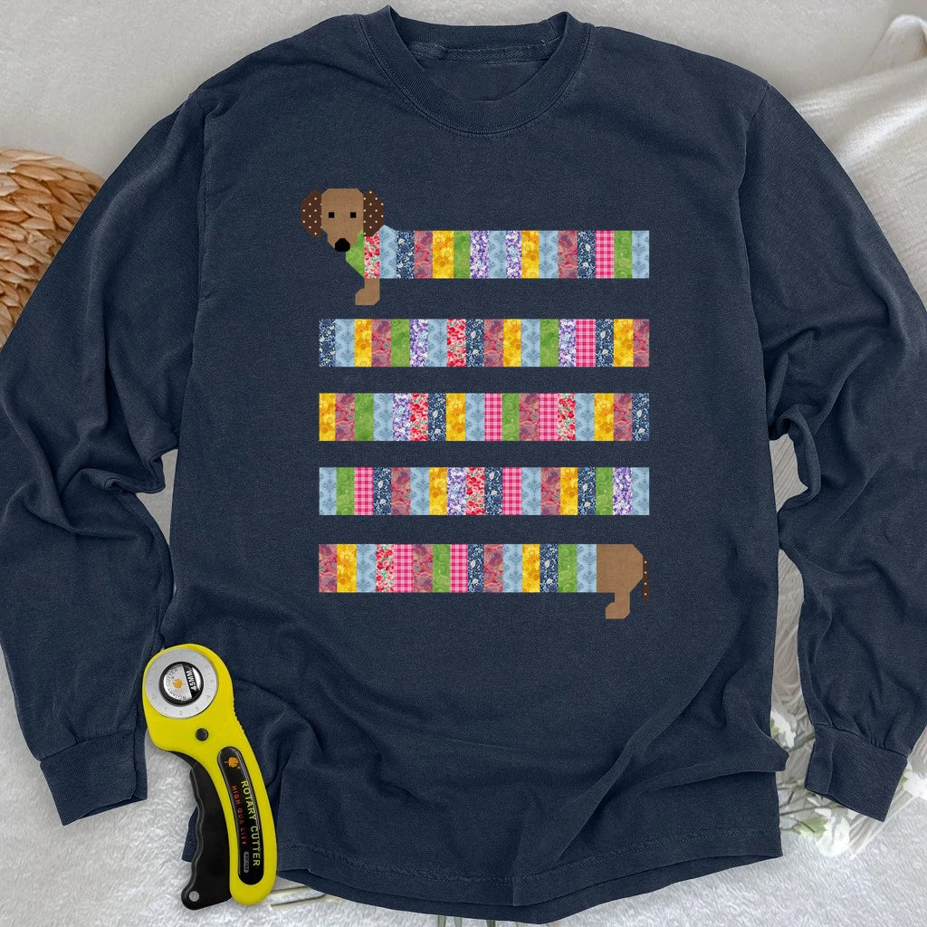 Patchwork Dachshund Long Sleeve T-shirt
