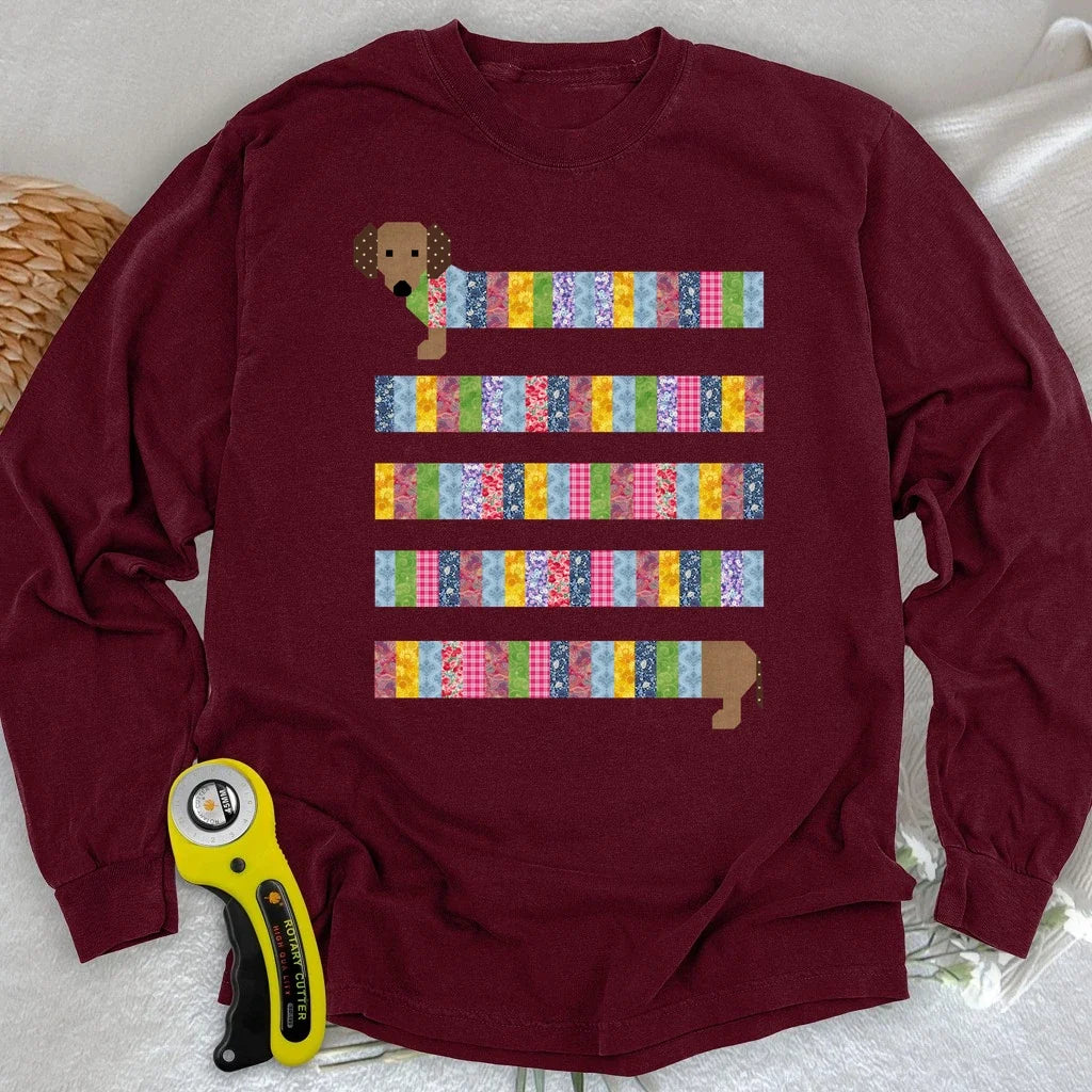 Patchwork Dachshund Long Sleeve T-shirt