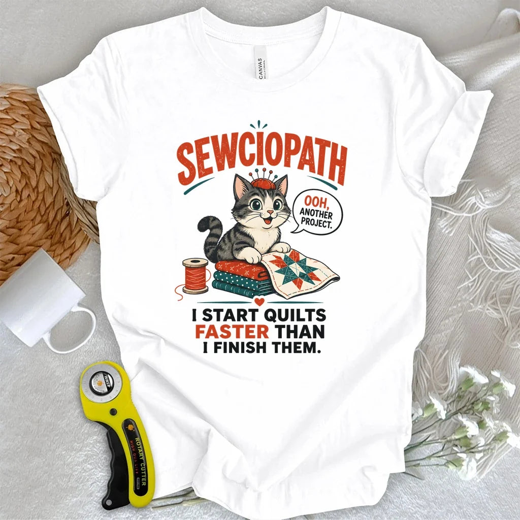 Sewciopath Funny Cat T-shirt
