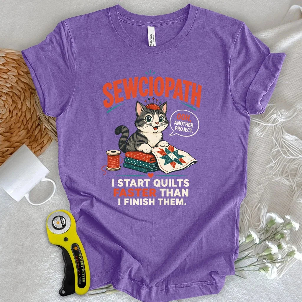 Sewciopath Funny Cat T-shirt