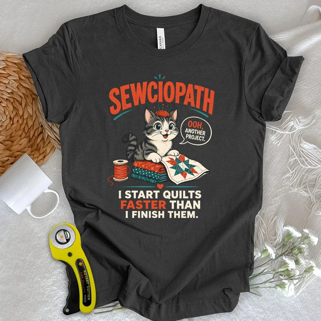 Sewciopath Funny Cat T-shirt