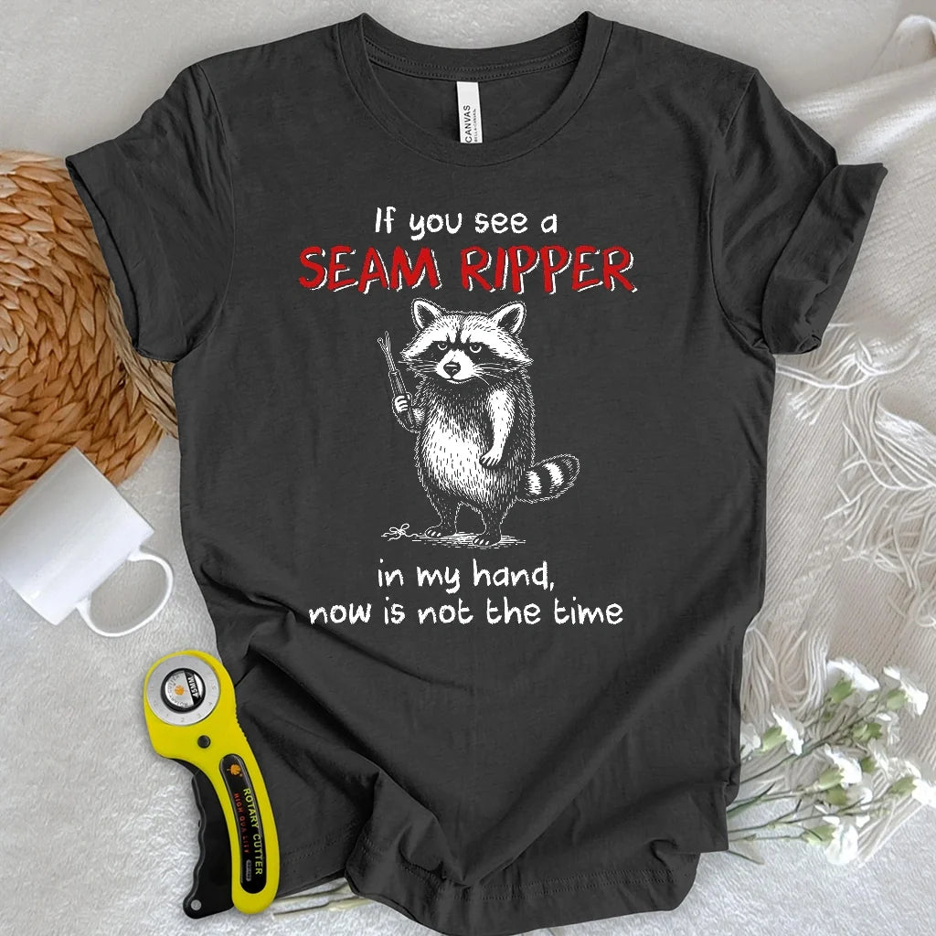 Seam Ripper Warning Raccoon T-shirt