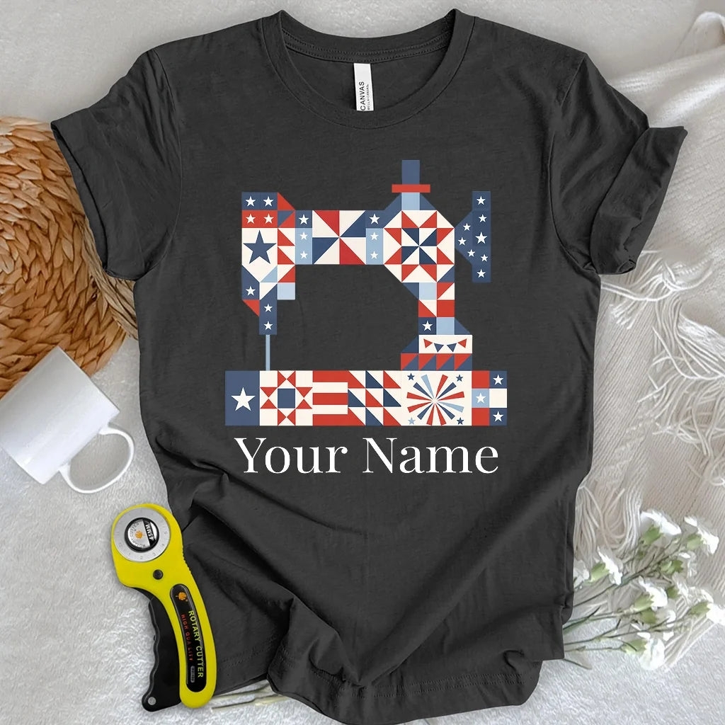 "Custom Name" Stars & Stitches Sewing T-shirt